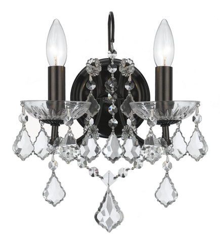 2 Light Vibrant Bronze Modern Sconce Draped In Clear Hand Cut Crystal - C193-4452-VZ-CL-MWP