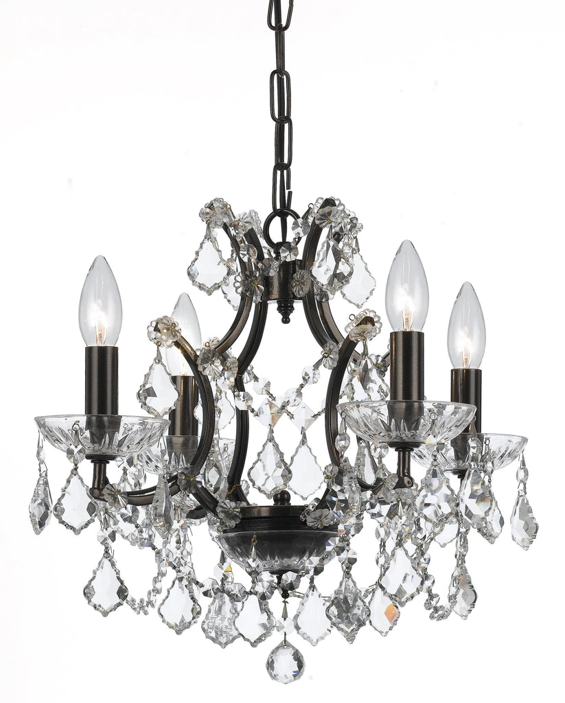 4 Light Vibrant Bronze Modern Mini Chandelier Draped In Clear Spectra Crystal - C193-4454-VZ-CL-SAQ