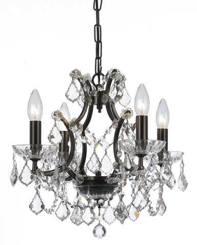 4 Light Vibrant Bronze Modern Mini Chandelier Draped In Clear Swarovski Strass Crystal - C193-4454-VZ-CL-S