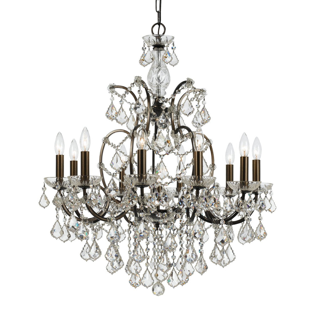 10 Light Vibrant Bronze Modern Chandelier Draped In Clear Swarovski Strass Crystal - C193-4458-VZ-CL-S