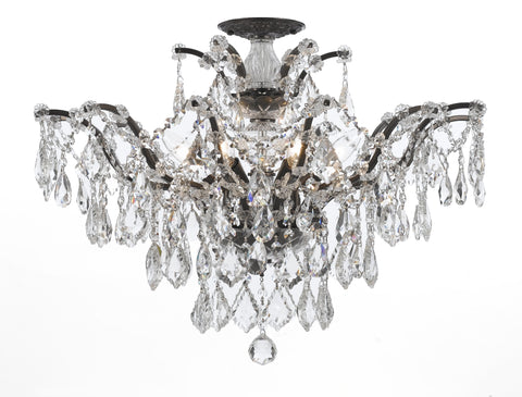 6 Light Vibrant Bronze Modern Ceiling Mount Draped In Clear Swarovski Strass Crystal - C193-4459-VZ-CL-S_CEILING