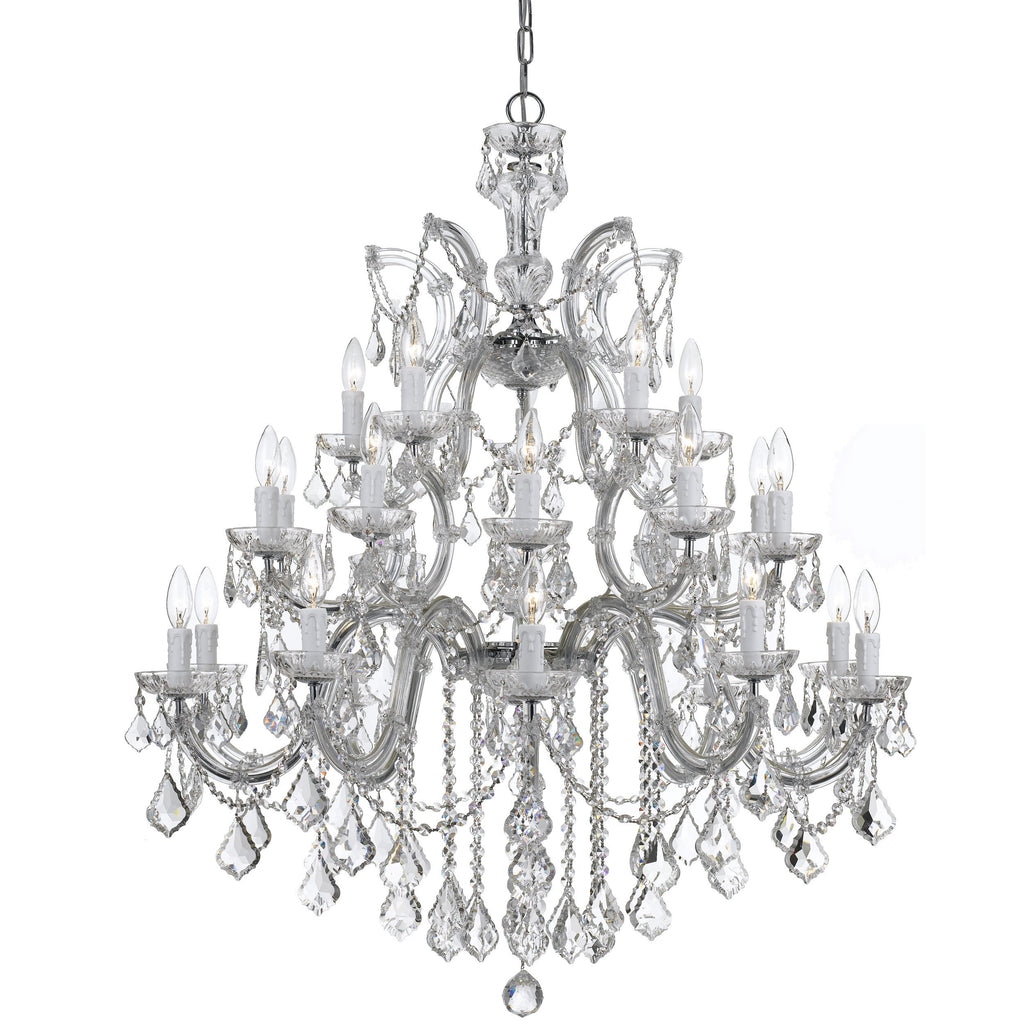 26 Light Polished Chrome Crystal Chandelier Draped In Clear Swarovski Strass Crystal - C193-4470-CH-CL-S