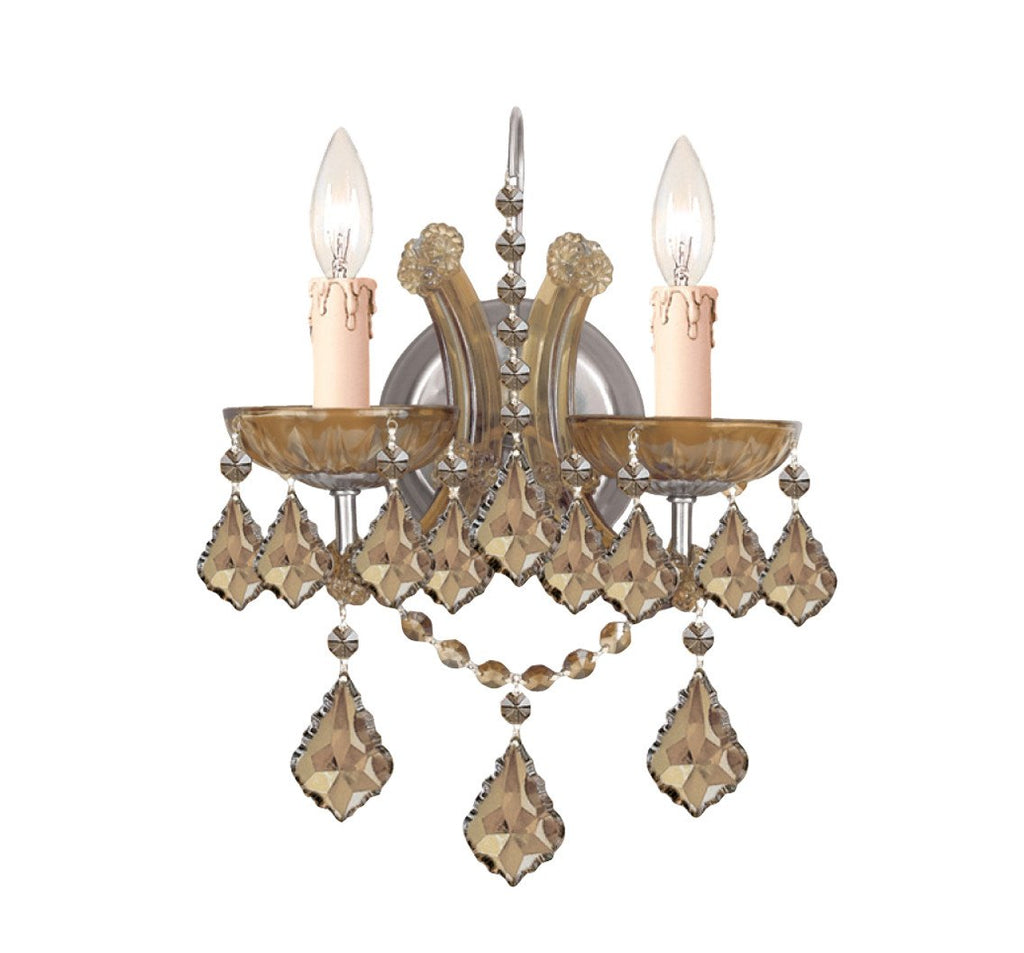 2 Light Antique Brass Crystal Sconce - C193-4472-AB-GTS