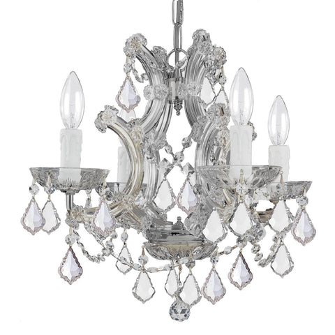 4 Light Polished Chrome Crystal Mini Chandelier Draped In Clear Swarovski Strass Crystal - C193-4474-CH-CL-S