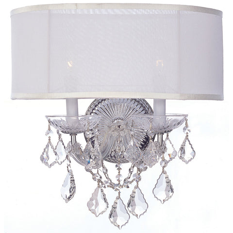 2 Light Polished Chrome Traditional Sconce Draped In Clear Hand Cut Crystal - C193-4482-CH-SMW-CL-MWP