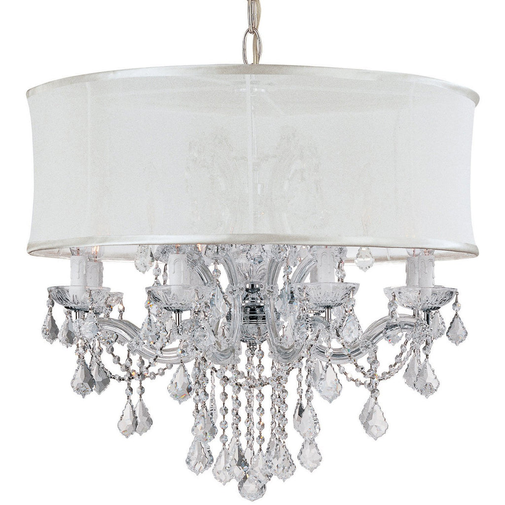 12 Light Polished Chrome Traditional Chandelier Draped In Clear Swarovski Strass Crystal - C193-4489-CH-SMW-CLS