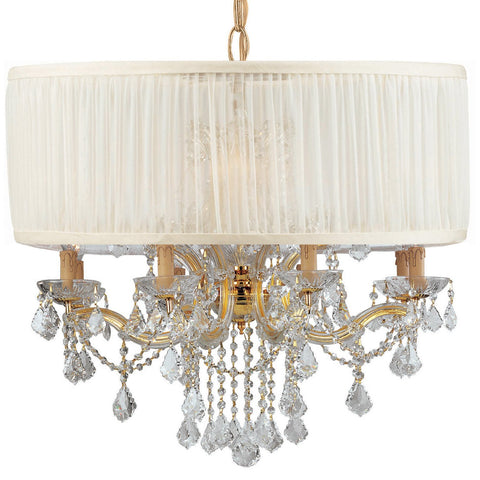 12 Light Gold Traditional Chandelier Draped In Clear Spectra Crystal - C193-4489-GD-SAW-CLQ