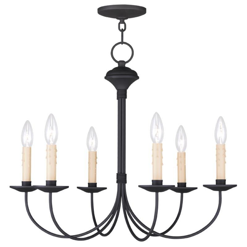 Livex Heritage 6 Light Black Chandelier - C185-4526-04