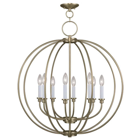 Livex Milania 8 Light Antique Brass Chandelier - C185-4668-01