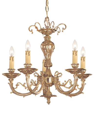 5 Light Olde Brass Crystal Mini Chandelier - C193-485-OB