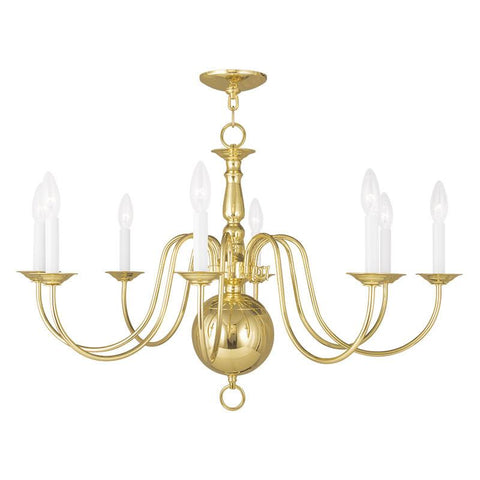 Livex Williamsburgh 8 Light Polished Brass Chandelier - C185-5007-02