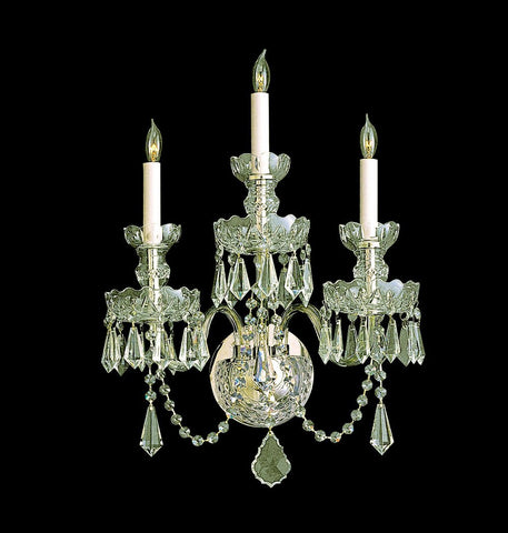 3 Light Polished Brass Crystal Sconce Draped In Clear Swarovski Strass Crystal - C193-5023-PB-CL-S