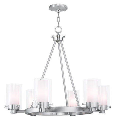 Livex Manhattan 6 Light Brushed Nickel Chandelier - C185-50676-91