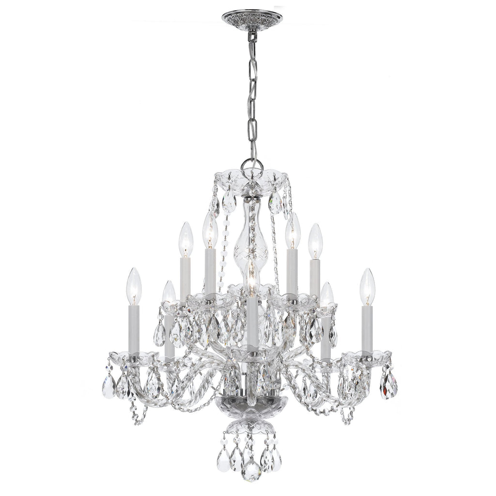 10 Light Polished Chrome Crystal Chandelier Draped In Clear Swarovski Strass Crystal - C193-5080-CH-CL-S