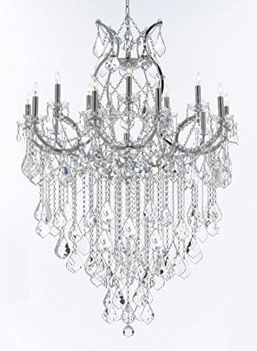 Maria Theresa Chandelier Lighting Crystal Chandeliers H50 "X W37" Chrome Finish Great For The Dining Room Living Room Family Room Entryway / Foyer - J10-B12/Chrome/26050/15+1