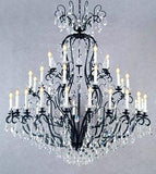 Set of 3-2 Wrought Iron Wall Sconce Crystal Lighting W 11.5" H 14" D 17" and 1 Wrought Iron Crystal Chandelier Lighting H72 x W60 - Perfect for an Entryway Or Foyer! - 2EA G83-3/556 + 1EA A83-556/41