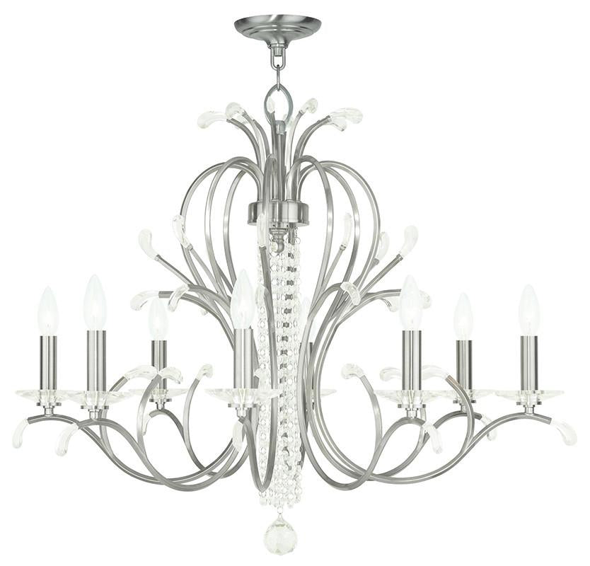 Livex Serafina 8 Light Brushed Nickel Chandelier - C185-51008-91