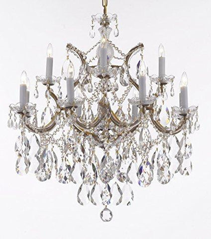 Swarovski Crystal Trimmed Maria Theresa Chandelier Lights Fixture Pendant Ceiling Lamp Dressed With Large Luxe Crystals H30" X W28" - Good For Dining Room Foyer Entryway Family Room And More - F83-B90/Cg/21532/12+1Sw