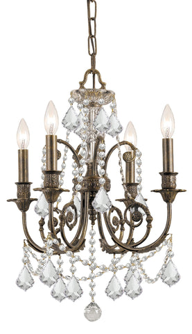 4 Light English Bronze Crystal Mini Chandelier Draped In Clear Swarovski Strass Crystal - C193-5114-EB-CL-S