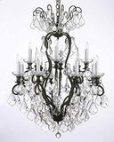 Swarovski Crystal Trimmed Chandelier Wrought Iron Crystal Chandelier H30" X W28" - F83-556/12 Sw