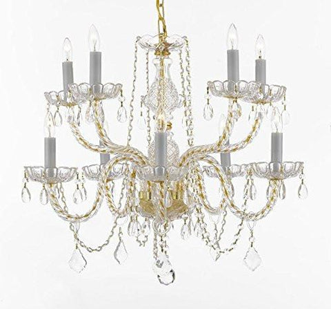 Crystal Chandelier Lighting 10 Lights H25" X Wd 24" Ceiling Fixture Pendant Lamp New Chandeliers Murano - 1122/5+5 GD W/C