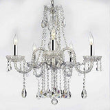 Swarovski Crystal Trimmed Chandelier! Authentic All Crystal Chandeliers Lighting Chandeliers w/Chrome Sleeves! H27" X W24" - A46-B43/B14/384/5 SW