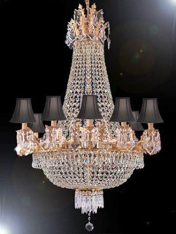 French Empire Empress Crystal (Tm) Chandelier H40" X W30" - A500-Sc/1280/10+5-Blackshades