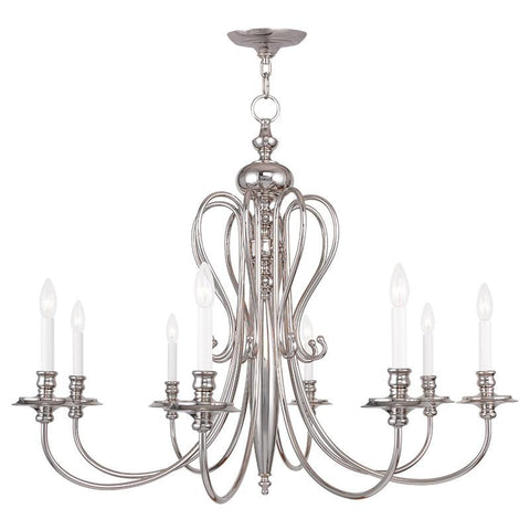 Livex Caldwell 8 Light Polished Nickel Chandelier - C185-5168-35