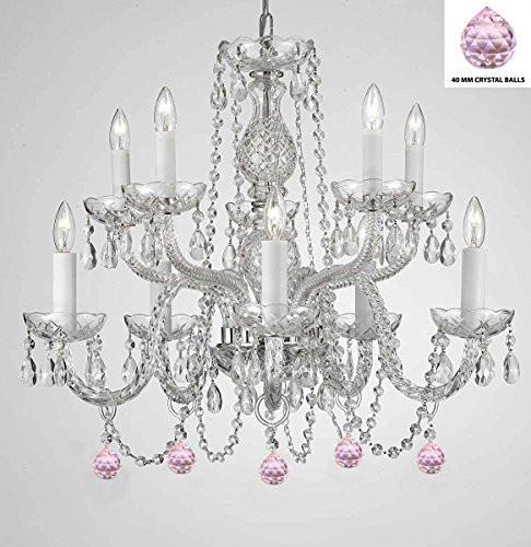 Empress Crystal (Tm) Chandelier Chandeliers Lighting With Pink Color Crystal Balls - G46-B76/1122/5+5