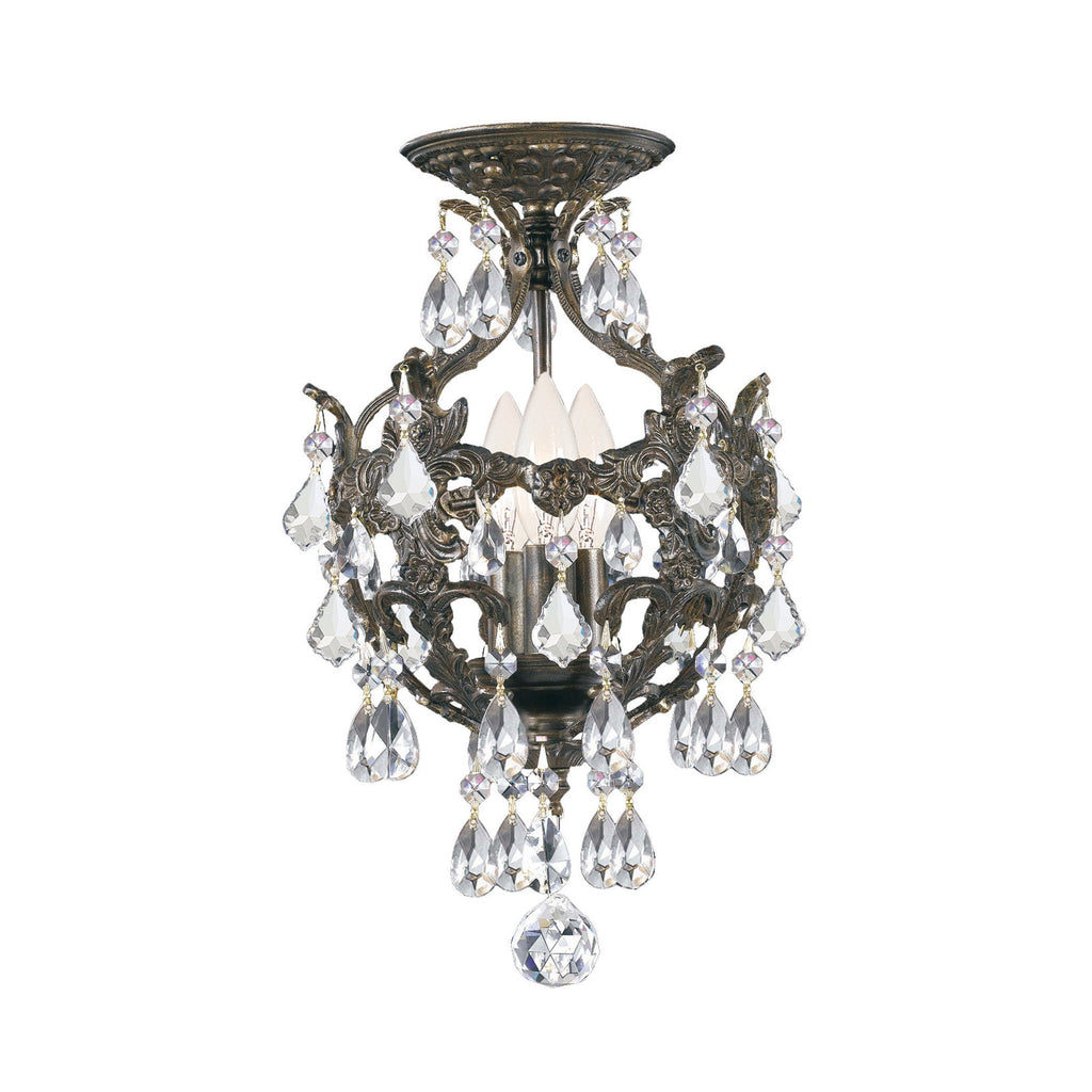 3 Light English Bronze Crystal Mini Chandelier Draped In Clear Spectra Crystal - C193-5193-EB-CL-SAQ_CEILING