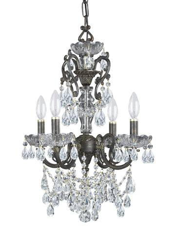 4 Light English Bronze Crystal Mini Chandelier Draped In Clear Swarovski Strass Crystal - C193-5194-EB-CL-S