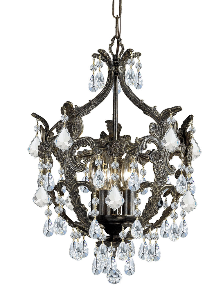 5 Light English Bronze Crystal Mini Chandelier Draped In Clear Swarovski Strass Crystal - C193-5195-EB-CL-S