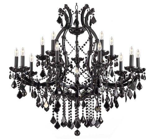 Jet Black Chandelier Crystal Lighting Chandeliers 37X38 - A83-BLACK/21510/15+1