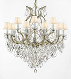 Swarovski Crystal Trimmed Chandelier Maria Theresa Empress Crystal (Tm) Chandelier Lighting H 38" W 37" With White Shades - Sc/Whiteshade/21510/15+1Sw