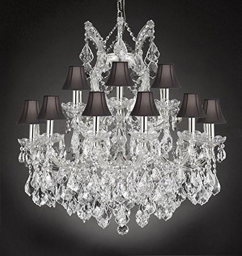 Maria Theresa Empress Crystal(Tm) Chandelier Lighting With Black Shades H 28" W 30" - Cjd-Cs/Sc/2181/30