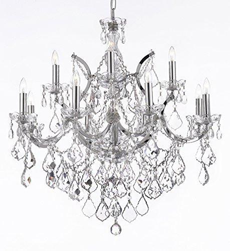 Maria Theresa Chandelier Lighting Crystal Chandeliers H30 "X W28" Chrome Finish - J10-B7/Chrome/26049/12+1