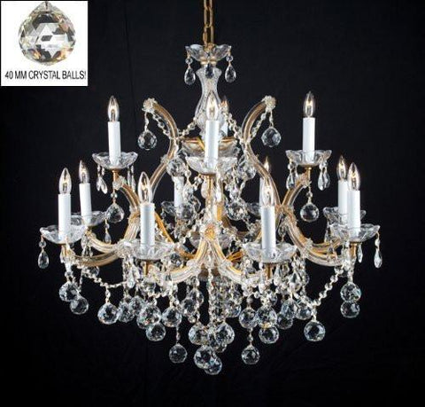 Swarovski Crystal Trimmed Chandelier New Lighting Chandelier W/ Crystal Balls H 30" X W 28" - A83-B6/21532/12+1 Sw