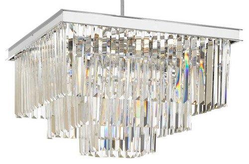 Palladium Crystal Glass Fringe 3-Tier Chandelier Silver Chrome W 22" X H 19" - 26009/9