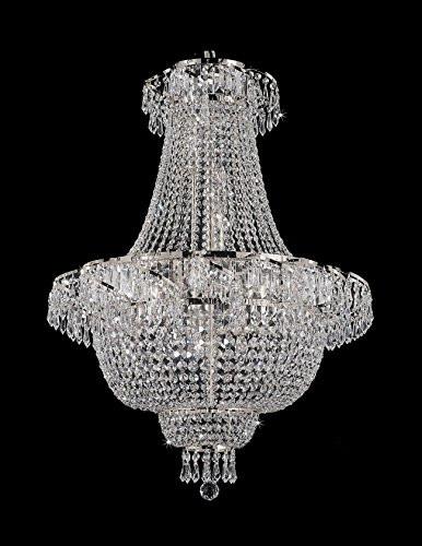 French Empire Crystal Chandelier Chandeliers Lighting Silver H30 X Wd24 9 Lights Empire - J10-CS/928/9