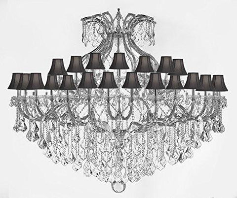 Maria Theresa Crystal Chandelier With Shades H 60" W 72" Trimmed With Spectratm Crystal - Reliable Crystal Quality By Swarovski - Cjd-Sc/Blackshade/Cs/2181/72Sw