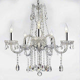 AUTHENTIC ALL CRYSTAL CHANDELIERS LIGHTING CHANDELIERS W/CHROME SLEEVES! H27" X W24" - A46-B43/B14/384/5