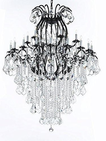 Swarovski Crystal Trimmed Wrought Iron Crystal Chandeliers Lighting Empress Crystal (TM) H60" W46" Perfect for an Entryway or Foyer! - A83-B12/3034/18+6SW