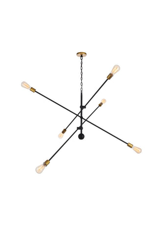 ZC121-LD8012D55BK - Living District: Axel 6 Lights Black Pendant