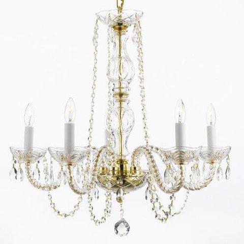 Crystal Chandelier Lighting H 25" W 24" - Cjd-G46-Gold/384/5