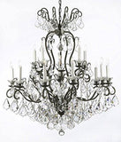 Swarovski Crystal Trimmed Chandelier Wrought Iron Crystal Chandelier Lighting W38" H44" - A83-556/16 Sw