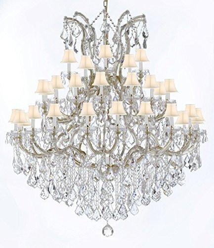 Large Foyer / Entryway Maria Theresa Empress Crystal (Tm) Chandelier Lighting W/White Shade H 60" W 52" - Gb104-Whiteshade/B12/2756/36+1