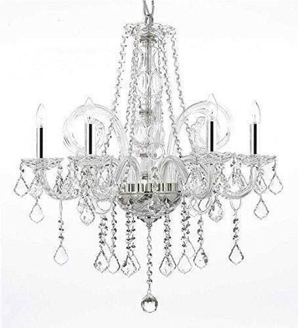 Swarovski Crystal Trimmed Chandelier! Crystal Chandelier Chandeliers Lighting w/Chrome Sleeves! - G46-B43/B26/385/5 SW