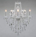 Swarovski Crystal Trimmed Chandelier! Authentic All Crystal Chandelier Chandeliers w/Chrome Sleeves H30" X W24" - GO-B43/A46-3/385/5 SW