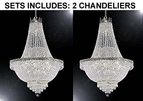 Set of 2 French Empire Crystal Chandelier Lighting - Great for the Dining Room, Foyer, Living Room! H30" X W24" - A93-SILVER/870/9-SET OF 2