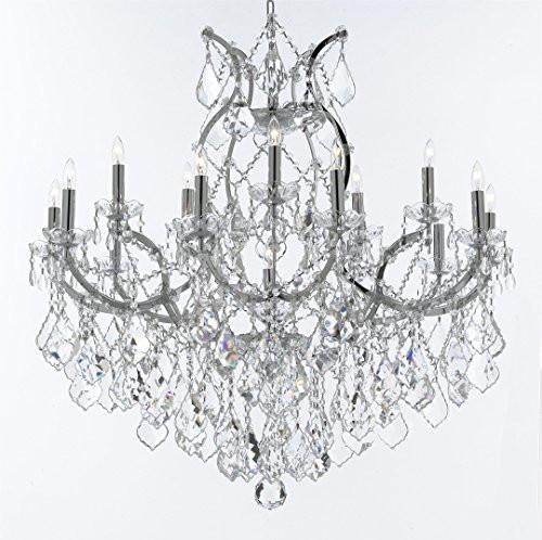 Maria Theresa Chandelier Lighting Crystal Chandeliers H38 "X W37" Chrome Finish Great For The Dining Room Living Room Family Room Entryway / Foyer - J10-Chrome/26050/15+1